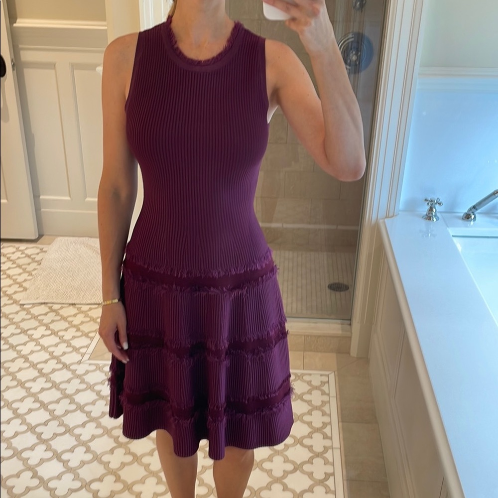 Milly Sleeveless Ribbed Midi Dress in Deep Purple